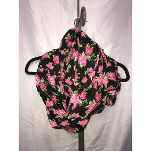 Betsey Johnson Black Pink Floral Infinity Scarf Lightweight Women